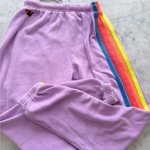 Aviator Nation Pastel Purple Joggers with Multicolor Stripe